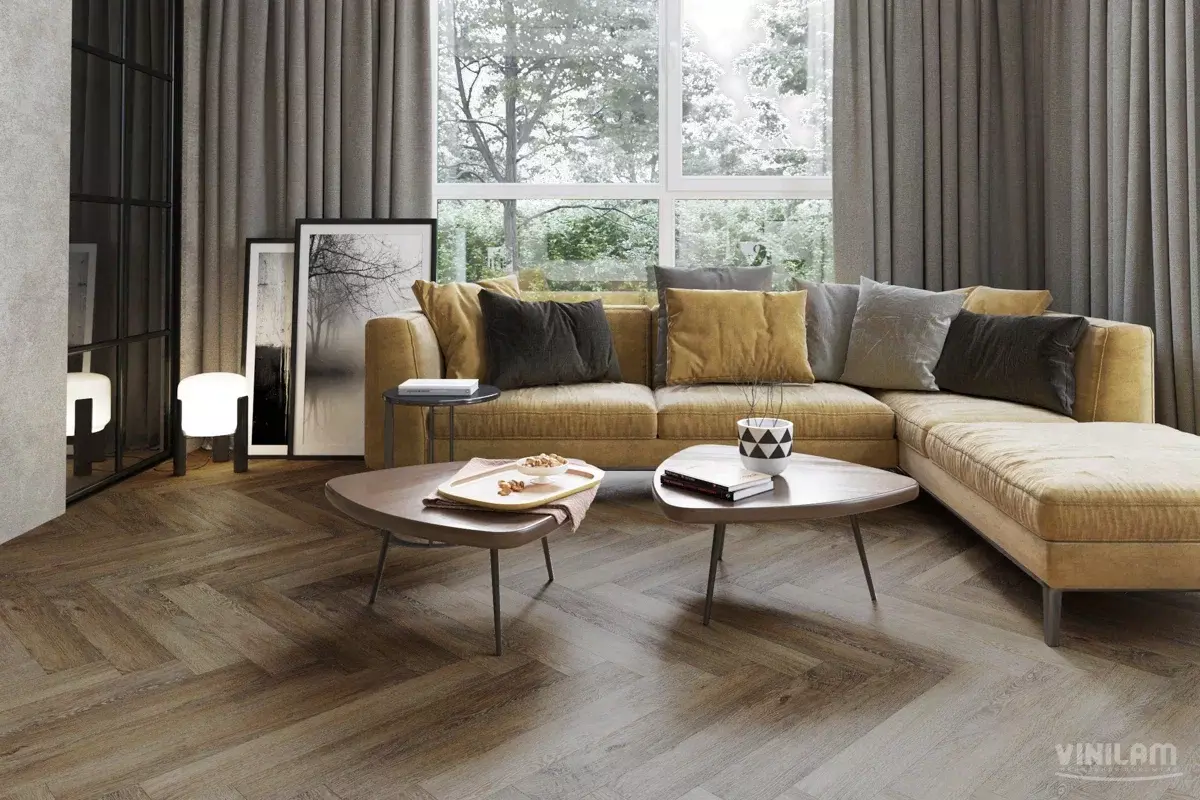 LVT-плитка Vinilam замковая  Parquet Herringbone 6,5 мм арт.IS11377 Паркет Тусон  