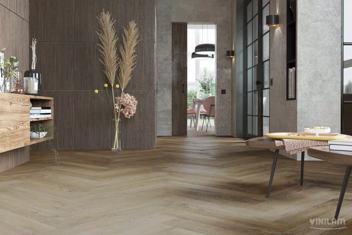 LVT-плитка Vinilam замковая  Parquet Herringbone 6,5 мм арт.IS11377 Паркет Тусон  